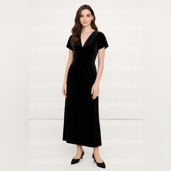 NWT! Banana Republic Black Bias-Cut Velvet Maxi Dress - Size XS Maxi